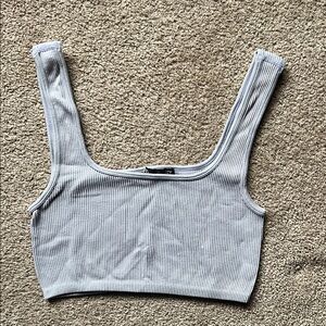 Zara Light Gray Ribbed Crop Top